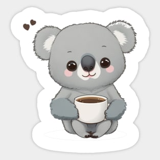 cute koala bear with coffee Sticker